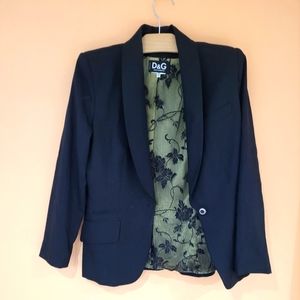Dolce & Gabbana Black Blazer with Olive Floral Lining
